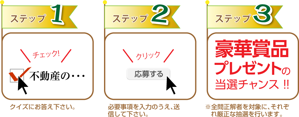 全10門のクイズに答えて必要事項を入力して送信するだけ！！